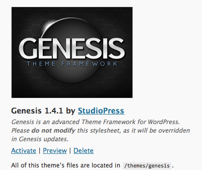 Getting Started with the Genesis Theme Framework – Part 1